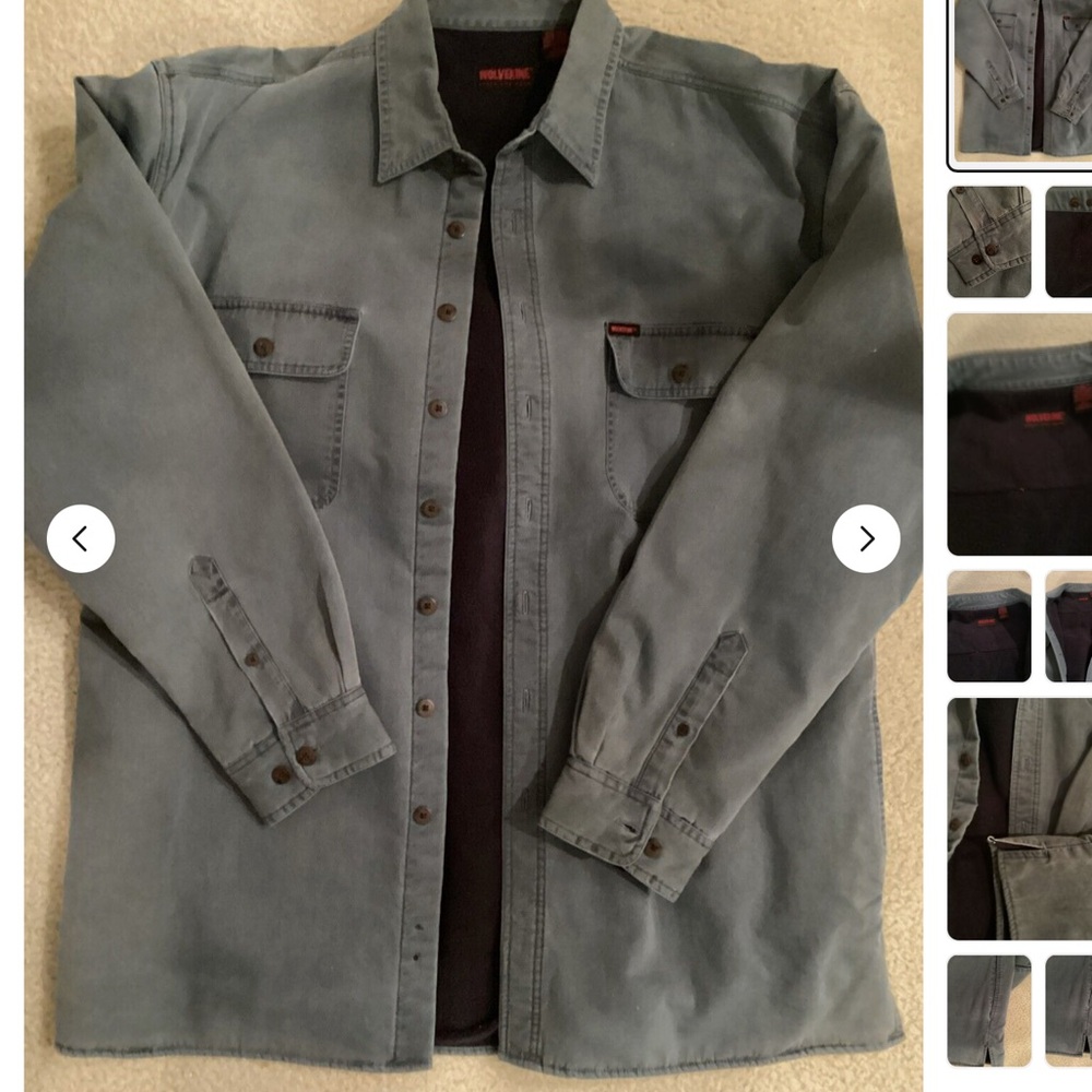 Wolverine Gray Fleece lined Canvas Heavyweight Relaxed Fit Shirt Jacket XLT NWT